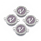 Alloy Enamel Links Connectors, with Crystal Rhinestones, Flat Round with Letter, Silver Color Plated, Letter.V, 22x16x2mm, Hole: 1.8mm