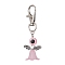 Acrylic & Resin Evil Eye Angel Pendant Decorations, with Zinc Alloy Swivel Lobster Claw Clasps, Pink, 70mm