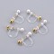 Plastic Clip-on Earring Findings, with Shell Pearl and 316 Surgical Stainless Steel Findings, Real 18K Gold Plated, 17.5x11.5x3mm, Hole: 1.4mm