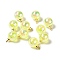 UV Plating Acrylic Pendants, with Light Gold Tone Brass Findings, Round Charm, Yellow, 13.5x9.5mm, Hole: 1.6mm