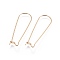 304 Stainless Steel Hoop Earring Finding, Kidney Ear Wire, Real 18K Gold Plated, 21 Gauge, 39x12.5mm, Pin: 0.7mm