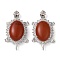 Natural Red Jasper Pendants, Rack Plating Platinum Tone Brass Tortoise Charms with Rhinestone, Cadmium Free & Lead Free, 48.5x28.5x14mm, Hole: 7x4mm