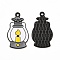 Rack Plating Alloy Enamel Pendants, Cadmium Free & Nickel Free & Lead Free, Halloween Theme, Paraffin Lamp Charm, Electrophoresis Black, Gold, 28.5x16.5x1mm, Hole: 1.6mm