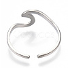 Non-Tarnish 304 Stainless Steel Sea Wave Cuff Rings RJEW-N038-115P-4