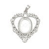 Heart Brass Pendant Cabochon Settings KK-S521-12P-1