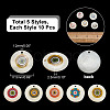 50Pcs 5 Colors Printed Natural Freshwater Shell Pendants SHEL-AR0001-10-2