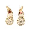 Christmas Brass Micro Pave Cubic Zirconia Enamel Charms KK-L255-19G-07-1