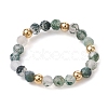 3Pcs 3 Style Natural Mixed Gemstone Round Beaded Stretch Rings Set RJEW-TA00087-2