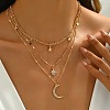 Moon Star Alloy Crystal Rhinestone Pendant 3 Layer Necklaces for Women FS-WG5D7AF-01-3