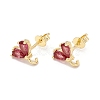 Rack Plating Brass Cubic Zirconia Stud Earrings Findings MAK-I684-10G-05-RS-1