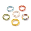 Round Glass Seed Beaded Finger Rings RJEW-JR00307-1