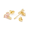 Rack Plating Brass Cubic Zirconia Stud Earrings Findings MAK-I684-10G-04-RS-2