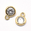 Brass Cubic Zirconia Charms KK-J269-C02-G-NR-2