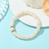 Potato Natural Pearl & Electroplated Shell Pearl Heishi Beads Stretch Bracelets BJEW-JB14158-2
