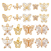 AHADERMAKER 18Pcs 9 Styles Brass Pave Clear Cubic Zirconia Pendants KK-GA0001-30-1