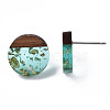 Transparent Resin & Walnut Wood Stud Earring Findings MAK-N032-007A-F02-4