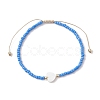 5Pcs 5 Colors Natural Shell Heart & Seed Braided Bead Bracelets Set BJEW-JB10039-01-3