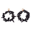 2Pcs Natural Obsidian Chip Beaded Pendants PALLOY-TAC0232-05-1