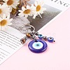 Flat Round Evil Eye Lampwork Keychain KEYC-JKC00243-6
