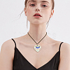 5Pcs 5 Colors Heart Glass Pendant Necklaces Set with Waxed Cord for Women NJEW-FI0001-05-5