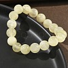 Natural Golden Silk Jade Round Beaded Stretch Bracelets for Women BJEW-F535-01D-3