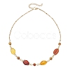 Natural Amber Nuggets Beaded Necklaces with 304 Stainless Steel Satellite Chain Necklaces NJEW-JN05978-3