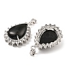 Natural Obsidian & Rhinestone Pendants G-K338-31P-10-2
