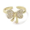 Brass Micro Pave Cubic Zirconia Open Cuff Ring RJEW-K256-58H-G-2
