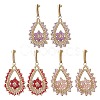 3 Pairs 3 Colors Teardeop Glass Beaded & Dyed Natural Malaysia Jade Dangle Stud Earrings EJEW-MZ00707-3