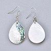 White Shell & Abalone Shell/Paua Shell Dangle Earrings EJEW-K081-03E-2