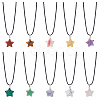 10Pcs 10 Style Natural Mixed Gemstone Star Pendant Necklaces Set with Wax Cords NJEW-AN0001-56-1