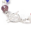 Lampwork Mushroom & Glass Pearl Beaded Bracelet with 304 Stainless Steel Toggle Clasps for Women BJEW-TA00205-5