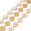 Ion Plating(IP) 304 Stainless Steel Daisy Flower Link Chains with Enamel AJEW-J035-03G-09-1