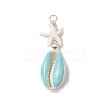 2Pcs 2 Colors Cowrie Shell Enamel & Synthetic Turquoise Starfish Pendants PALLOY-JF03406-2