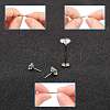 15Pcs 304 Stainless Steel Clear Cubic Zirconia & G23 Titanium Alloy Flat Round Stud Earrings EJEW-FS0001-30-4