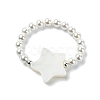 3Pcs 3 Style Natural Pearl & Shell Beaded Stretch Rings Set RJEW-TA00100-3