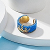 304 Stainless Steel Open Cuff Ring with Glass Seed Beaded RJEW-MZ00014-02-4