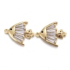 Brass Micro Pave Cubic Clear Zirconia  2-Loop Link Pendants KK-P192-01-2