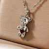 Brass Pave Cubic Zirconia Cute Bear Pendant Necklaces for Women ZL7523-4-1
