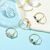 4Pcs 4 Style Natural Mixed Gemstones Braided Finger Rings RJEW-TA00116-2