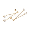 Glass Pearl Tassel Dangle Stud Earrings EJEW-P219-20G-2