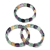 Natural Rainbow Fluorite Square Beaded Stretch Bracelets for Women GG-CBA3F02-06-4