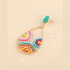 Bohemian Style Alloy Glass Seed Beaded Dangle Stud Earrings FS-WG9BF4A-01-4