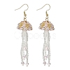 304 Stainless Steel Glass Seed Beads Jellyfish Dangle Earrings EJEW-MZ00553-01-3