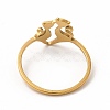 304 Stainless Steel Double Cat Finger Ring for Women RJEW-K239-04G-2