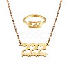 Number Pendant Necklace & Open Cuff Ring JX196A-1