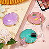 Resin Imitation Agate Color Palette & 430 Stainless Steel Double Head Spoon Palette Spatulas Stick Rod MRMJ-FG0001-14-5