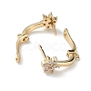 Brass Flower Hoop Earring Findings ZIRC-L097-054G-4