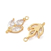 Brass Pave Clear Cubic Zirconia Leaf Links Connector Charms KK-D024-08G-2