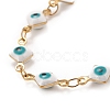 Enamel Rhombus with Evil Eye Link Chains Bracelet BJEW-P271-03G-02-2